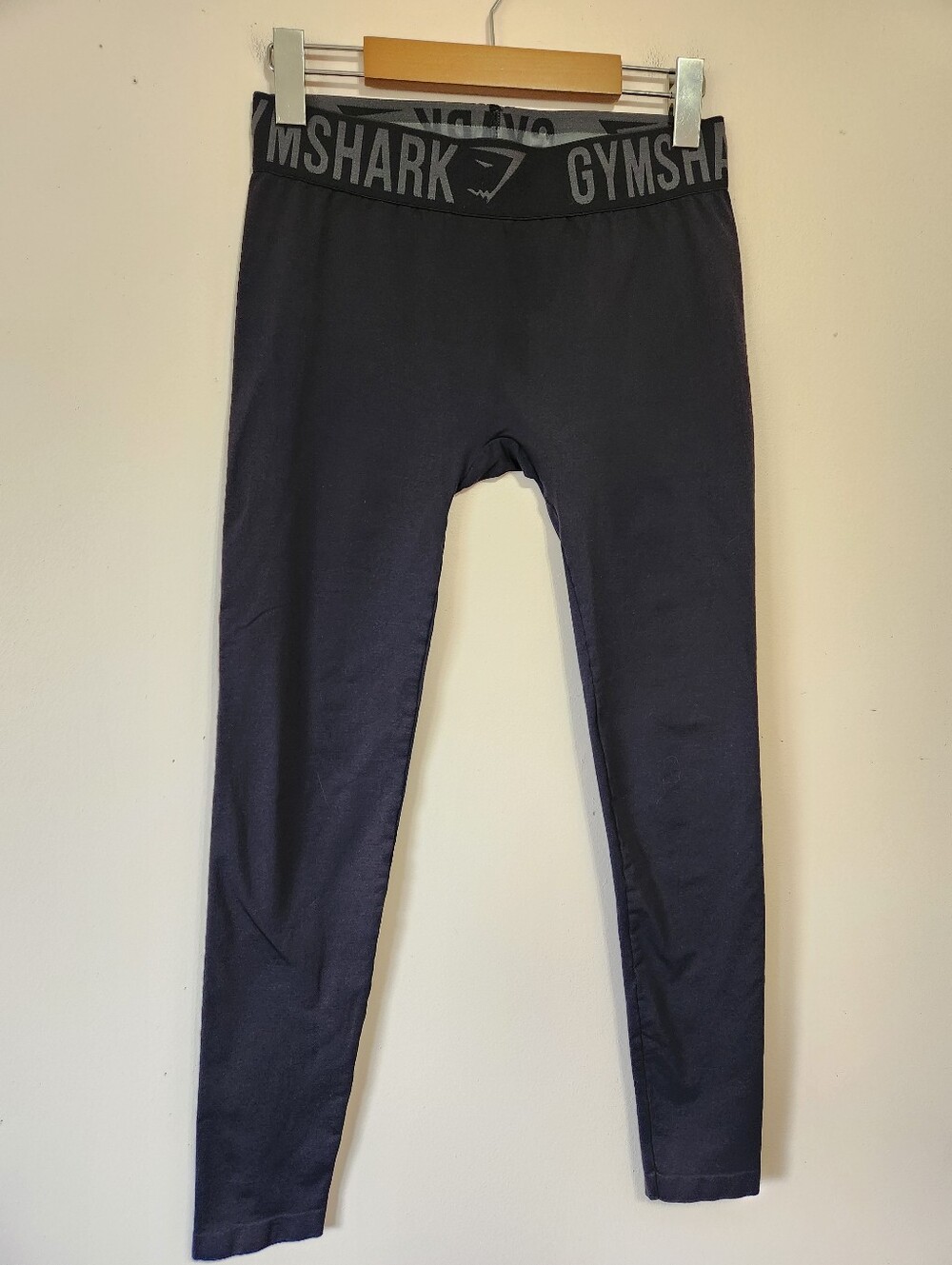 Gymshark Flex Seamless High Waisted Leggings Black Grey Logo Band Size Small